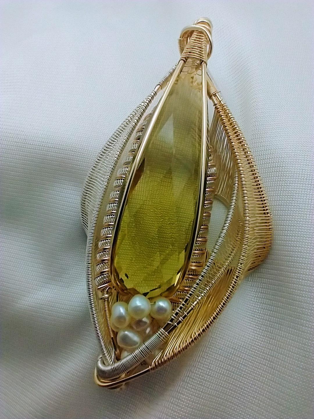 Faceted 85ct. Citrine with Pearls